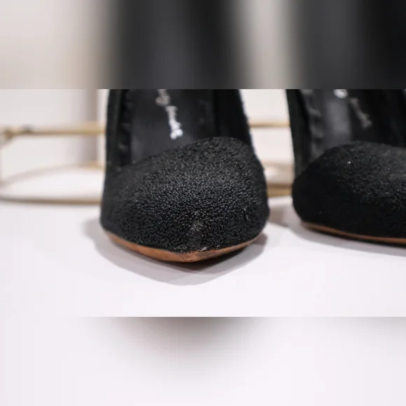 Alice + Olivia Dina Black Caviar Beaded Pointy Toe Heels Pumps - Picture 6 of 10